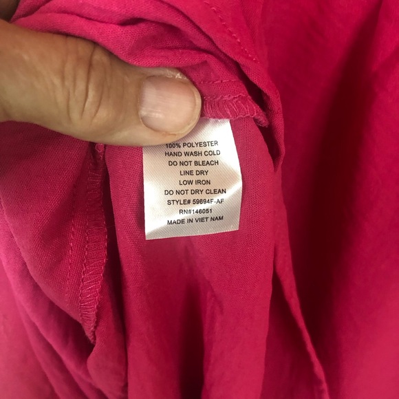 Monteau Los Angeles Hot Pink Faux Wrap Dress Flutter Sleeve - Picture 9 of 11